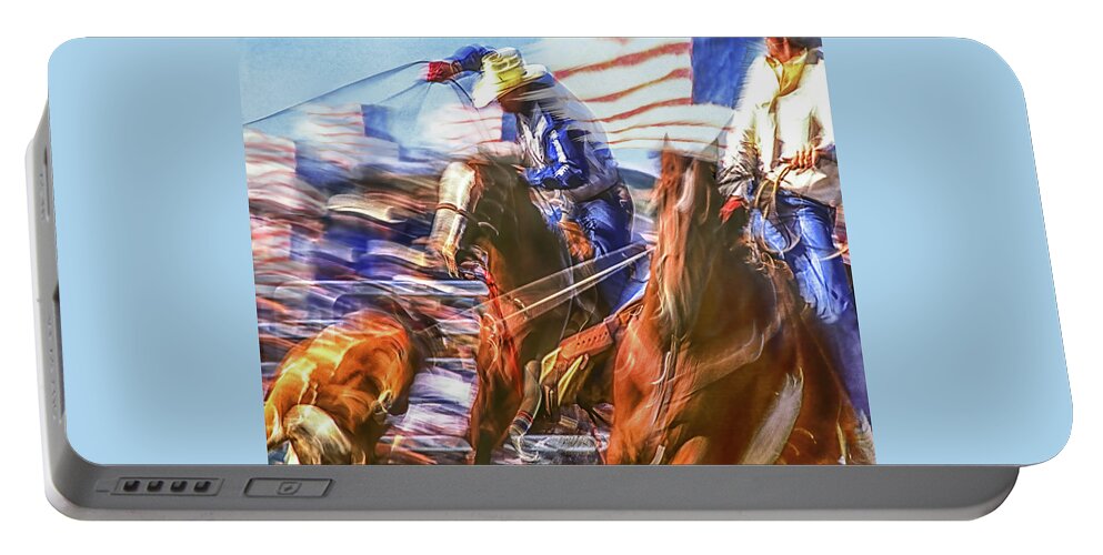 Usa Portable Battery Charger featuring the photograph Team Ropers U S A by Don Schimmel