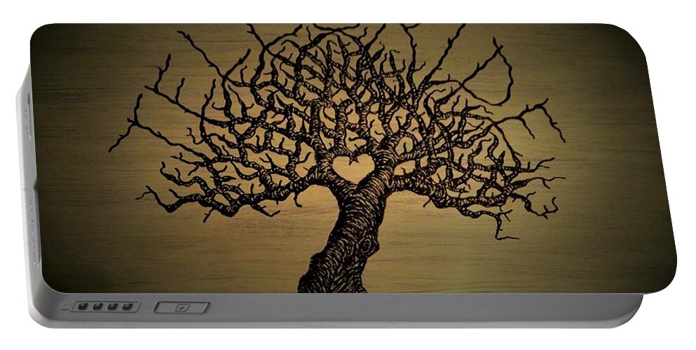 Colorado Portable Battery Charger featuring the drawing Telluride Love Tree by Aaron Bombalicki