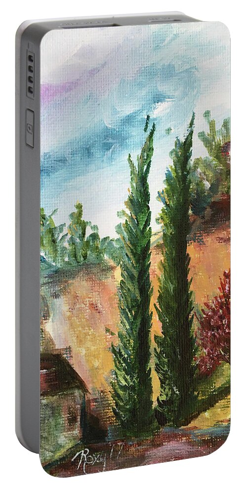 Temecula Portable Battery Charger featuring the painting Temecula Cyprus by Roxy Rich
