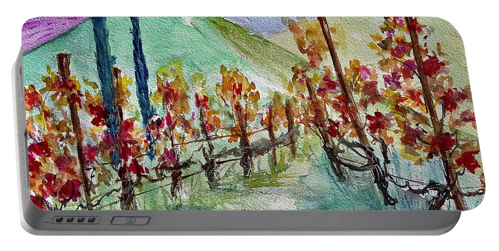 Vineyard Portable Battery Charger featuring the painting Temecula Vineyard Landscape by Roxy Rich
