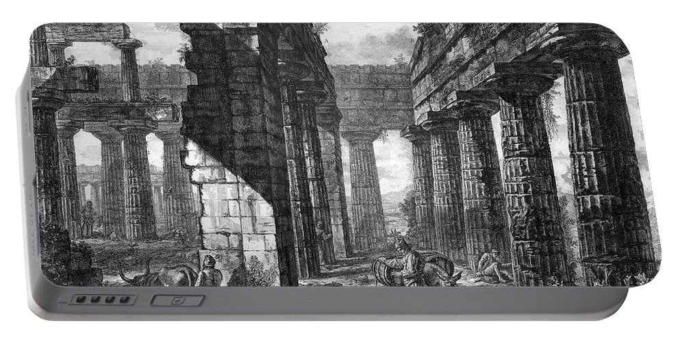 1778 Portable Battery Charger featuring the drawing Temple Of Neptune by Giovanni Battista Piranesi