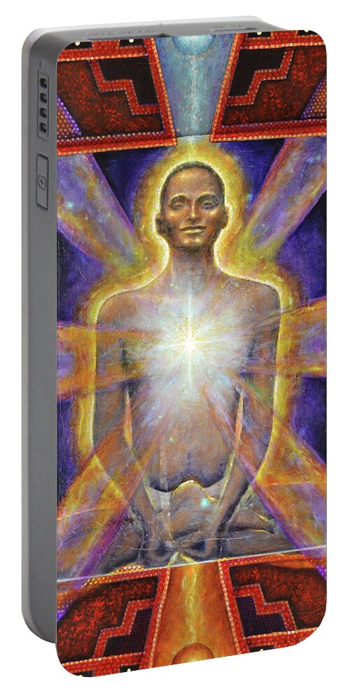 Spiritual Portable Battery Charger featuring the painting Temple of the Soul by Kevin Chasing Wolf Hutchins