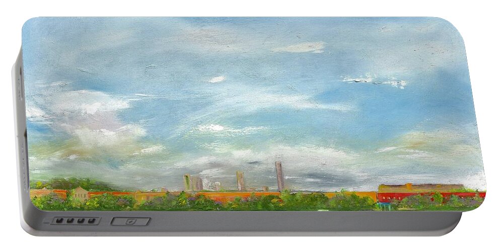 Teneriffe Portable Battery Charger featuring the painting Teneriffe From Bulimba by Roger Clarke