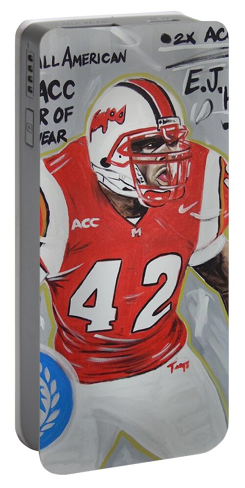 Terps Portable Battery Charger featuring the painting Terp Legend by Antonio Moore