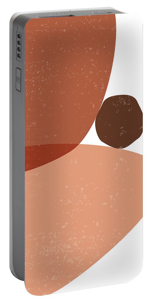 Terracotta Portable Battery Charger featuring the mixed media Terracotta Abstract 72 - Modern, Contemporary Art - Abstract Organic Shapes - Minimal - Brown by Studio Grafiikka