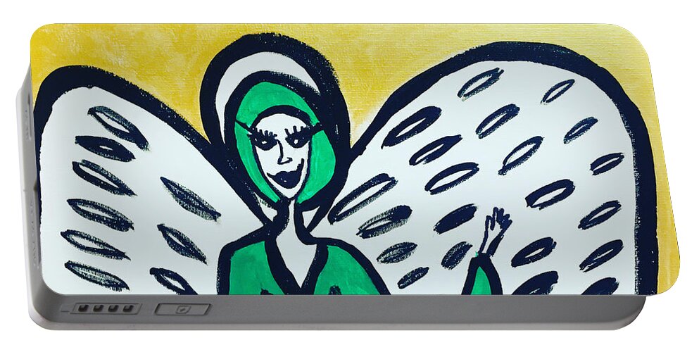 Angel Portable Battery Charger featuring the painting Terratrea Angel by Victoria Mary Clarke
