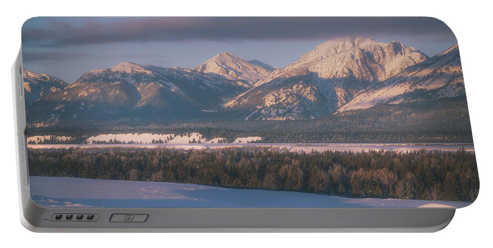 Moon Portable Battery Charger featuring the photograph Teton Moon by Darren White