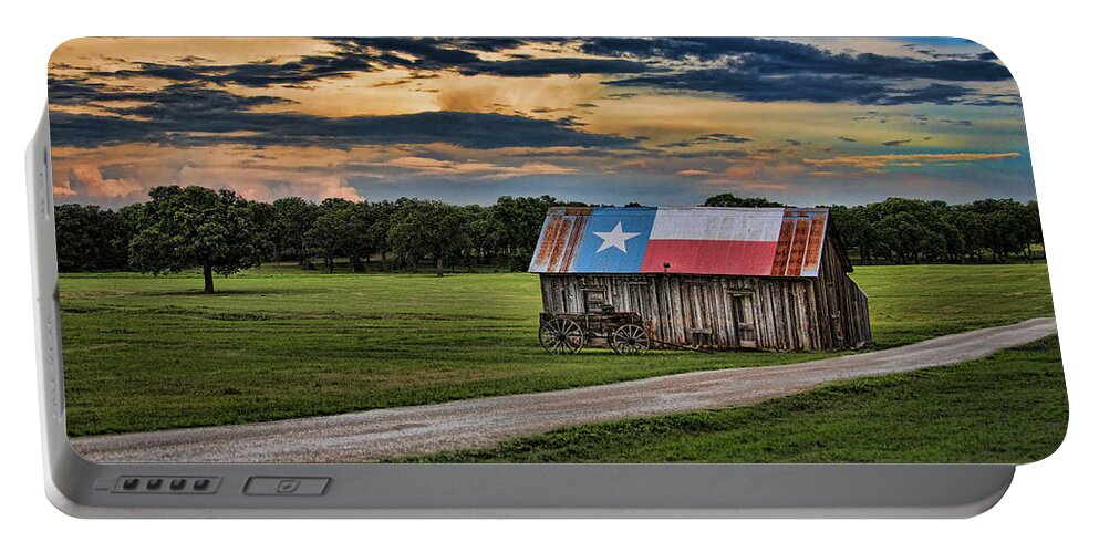 Texas Portable Battery Charger featuring the digital art Texas Barn by Brad Barton