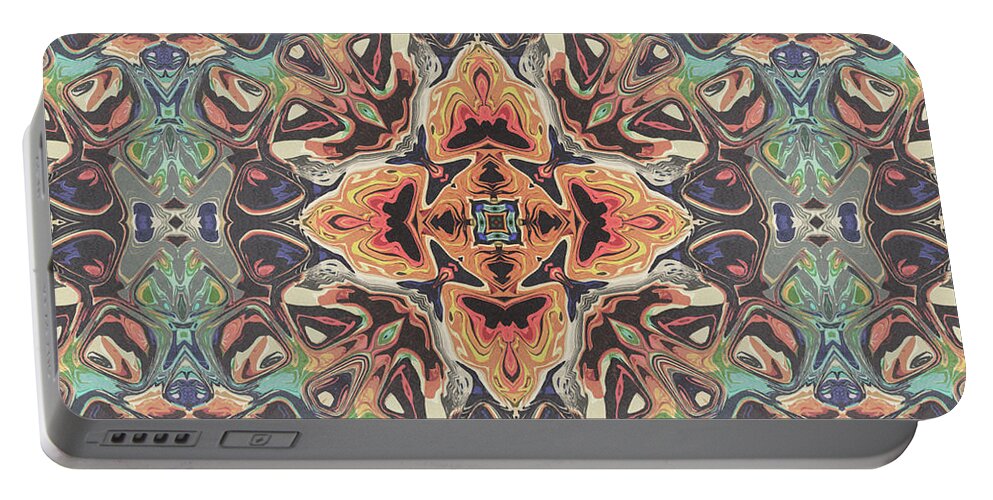 Texture Portable Battery Charger featuring the digital art Textured Mandala by Phil Perkins