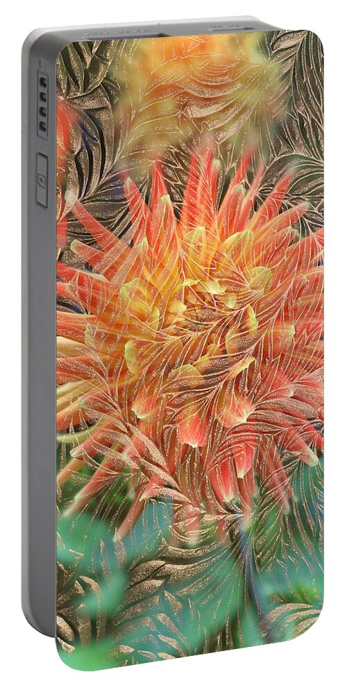 Floral Portable Battery Charger featuring the photograph Textured Paper and Floral Abstract Design by Jerry Abbott