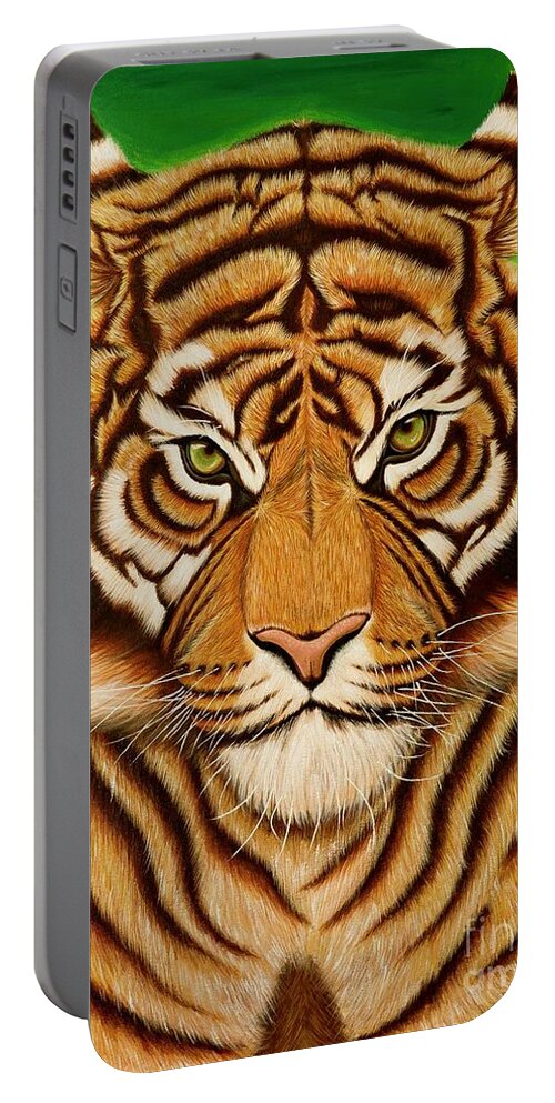 Wildlife Portable Battery Charger featuring the painting That Stare by Sudakshina Bhattacharya