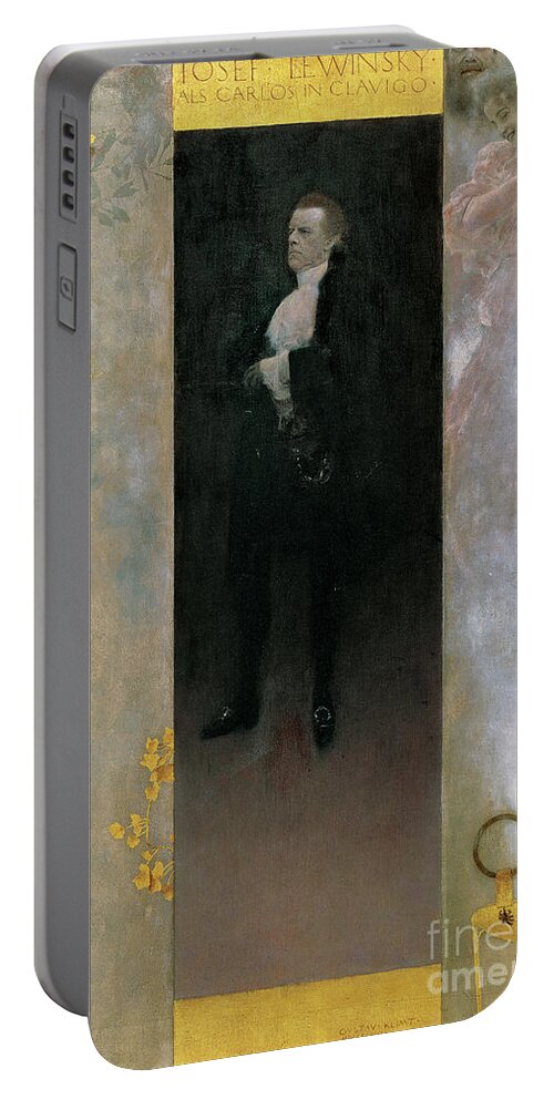 The Actor Josef Lewinsky As Carlos In Goethe's Clavigo Portable Battery Charger featuring the painting The actor Josef Lewinsky as Carlos in Clavigo by Goethe, 1895 by Gustav Klimt