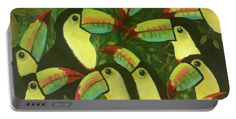 Toucans Portable Battery Charger featuring the painting The Amigos by Barbara Landry