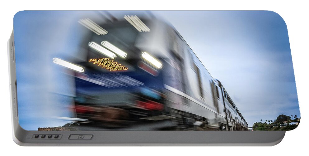 Amtrak Portable Battery Charger featuring the photograph The Amtrak Pacific Surfliner is On Time by David Levin