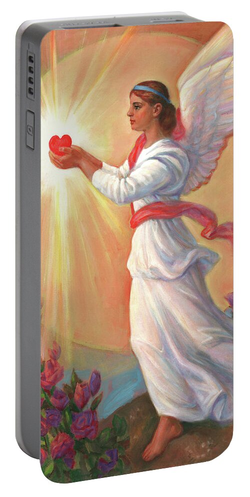 Saint Valentine Portable Battery Charger featuring the painting The Angel Of Love by Svitozar Nenyuk