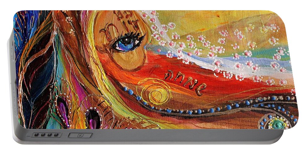 Angel Portable Battery Charger featuring the painting The Angel Wings #14. Spirit of Jerusalem. Fragment 5 by Elena Kotliarker