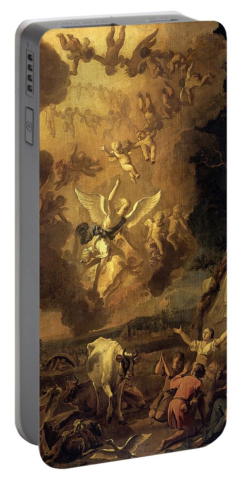 Abraham Hondius Portable Battery Charger featuring the painting The Annunciation to the Shepherds by Abraham Hondius