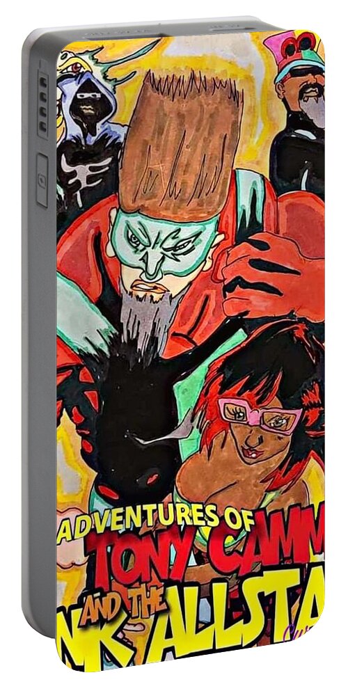  Portable Battery Charger featuring the drawing The Ash Man Cometh by Tony Camm