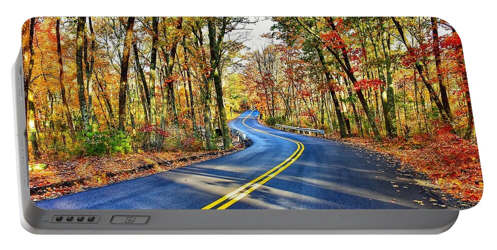 Road Portable Battery Charger featuring the photograph The Back Roads in the Fall by Monika Salvan