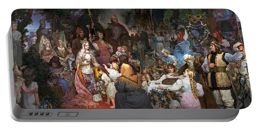 Wladyslaw Ciesielski Portable Battery Charger featuring the painting The Baptism of Lithuania by Wladyslaw Ciesielski