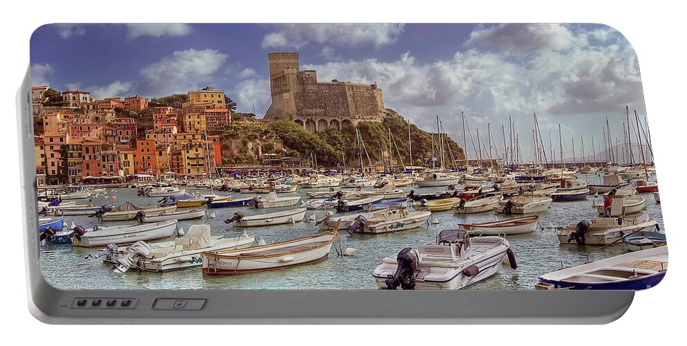 Harbour Portable Battery Charger featuring the photograph The Bay and the Castle - Lerici - Italy by Paolo Signorini