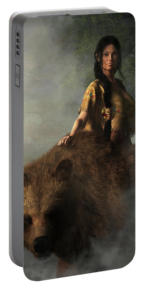 Bear Wife Portable Battery Charger featuring the digital art The Bear Wife by Daniel Eskridge