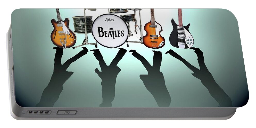 The Beatles Portable Battery Charger featuring the digital art The Beatles by Yelena Day