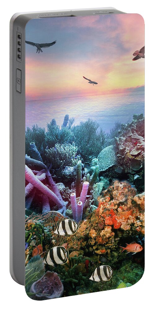 Birds Portable Battery Charger featuring the digital art The Beauty Above and Below by Debra and Dave Vanderlaan