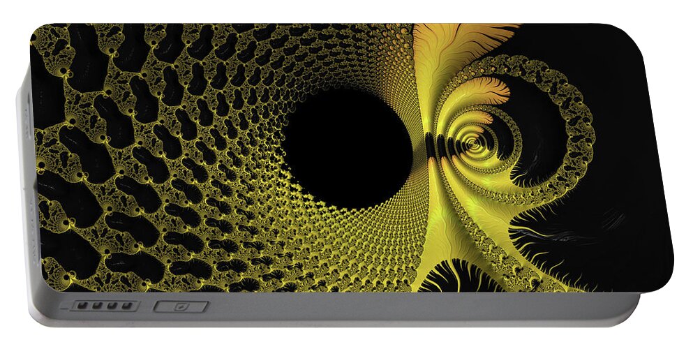Fractal Portable Battery Charger featuring the digital art The Black Hole by Elaine Teague