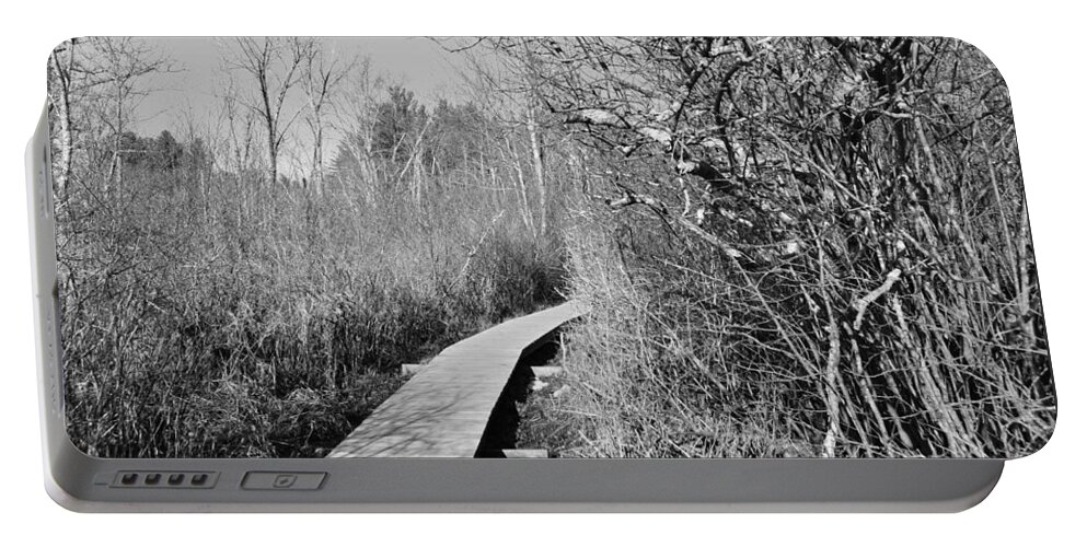 Boardwalk Portable Battery Charger featuring the photograph The Boardwalk in the Swamp 1 by Nina Kindred