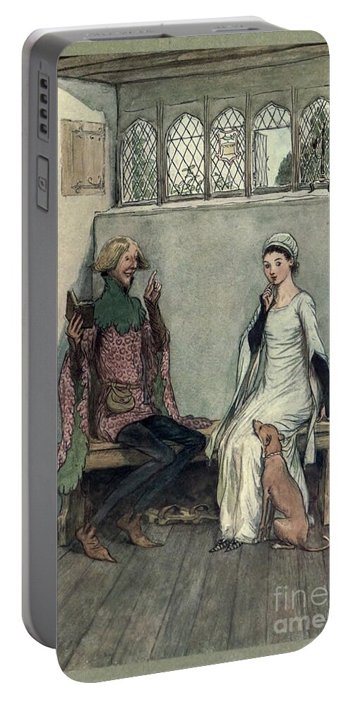 Hugh Portable Battery Charger featuring the drawing The Book of Riddles h3 by Historic Illustrations