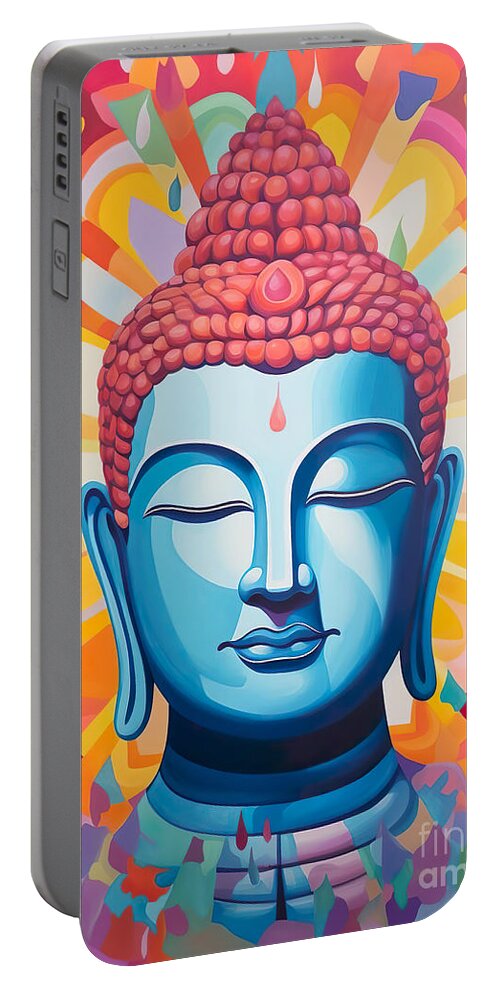 Buddha Portable Battery Charger featuring the digital art The Buddha by Mark Ashkenazi