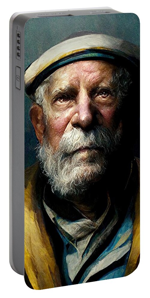 Sea Captain Portable Battery Charger featuring the digital art The Captain by Nickleen Mosher