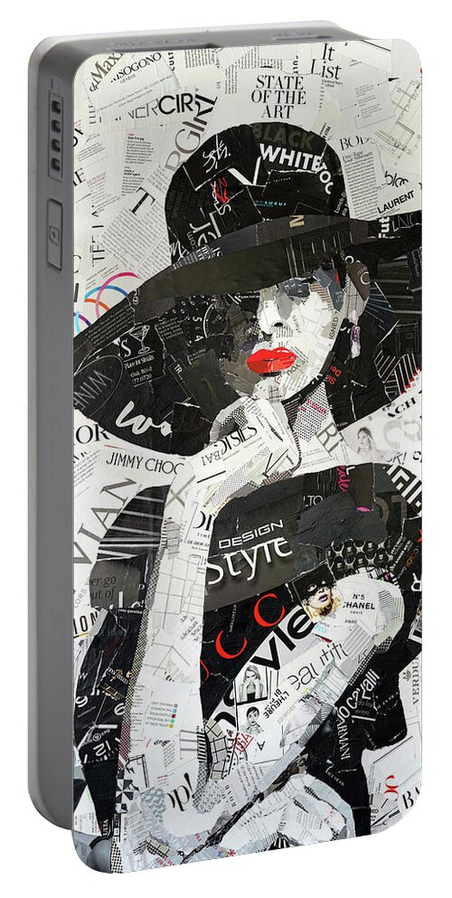 The Cats Meow collage art Portable Battery Charger by James Hudek