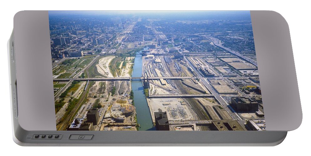 Chicage Portable Battery Charger featuring the photograph The Chicago Rail Freight Yards in 1984 by Gordon James