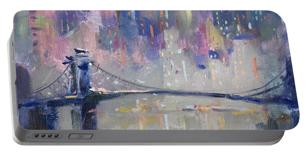 Ny City Portable Battery Charger featuring the painting The City That Never Sleeps 2 by Ylli Haruni