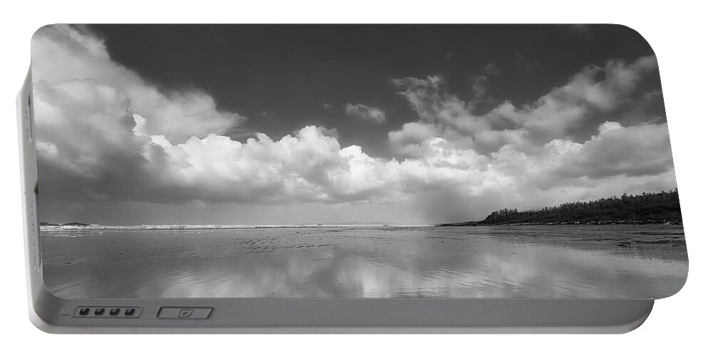 Black And White Photography Portable Battery Charger featuring the photograph The Clouds and the Tide Black and White by Allan Van Gasbeck