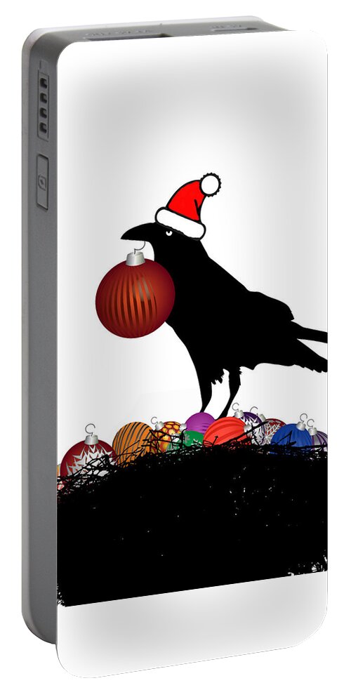 Crow Portable Battery Charger featuring the mixed media The Collector by Moira Law