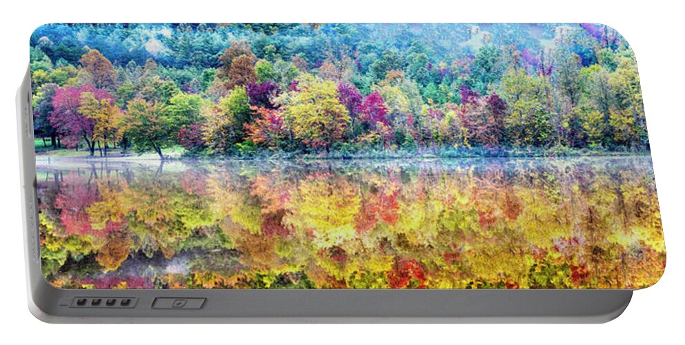 Carolina Portable Battery Charger featuring the photograph The Colors of Autumn Panorama by Debra and Dave Vanderlaan