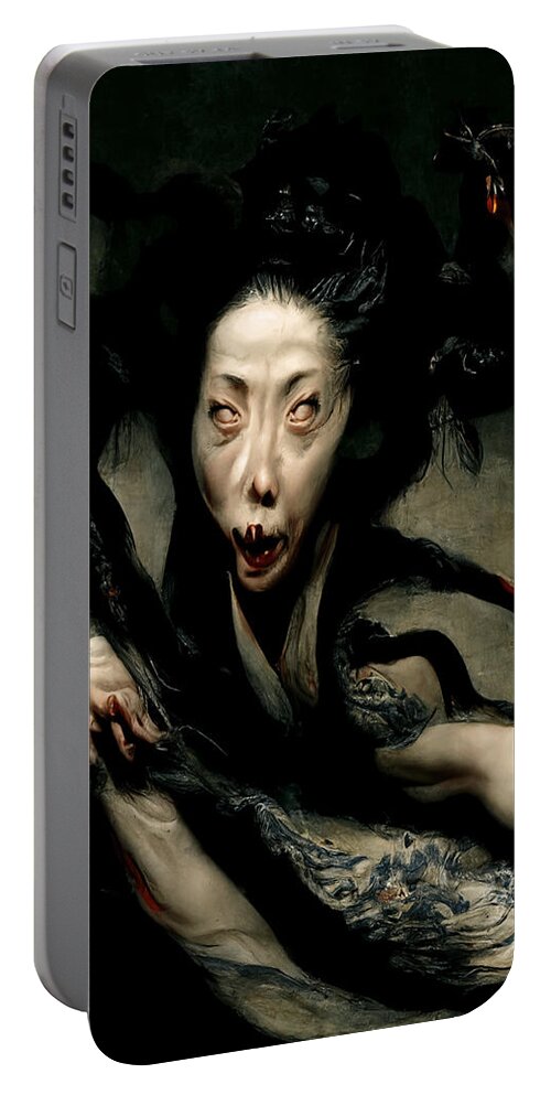 Horror Portable Battery Charger featuring the digital art The Coming of Konokimi by Ryan Nieves
