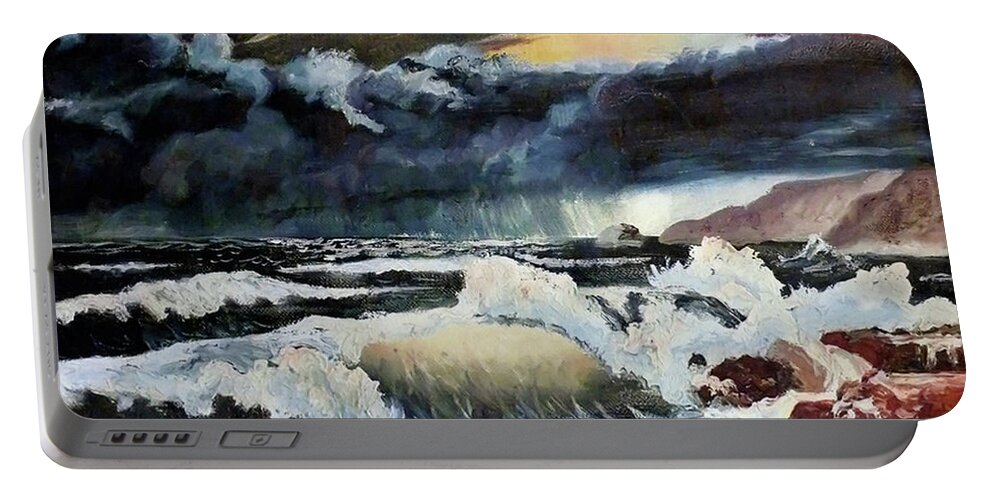 Storm Portable Battery Charger featuring the painting The Coming Storm by Joel Smith