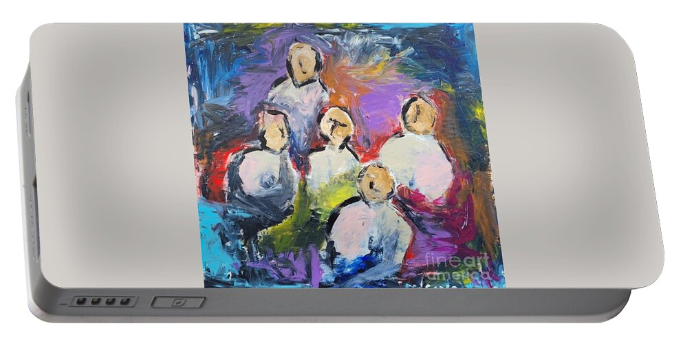  Portable Battery Charger featuring the painting The Committee Meets by Mark SanSouci