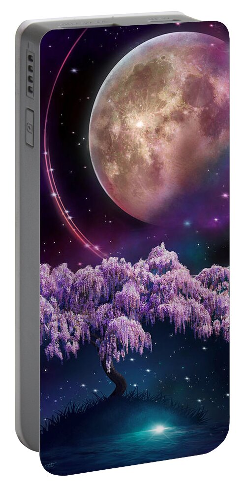 Wisteria Portable Battery Charger featuring the digital art The Cosmos in Bloom by Rachel Emmett