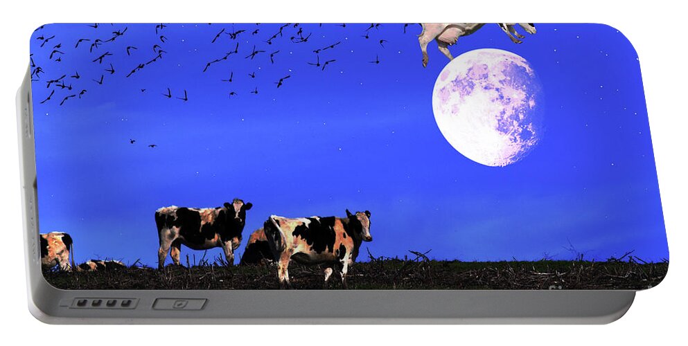 Wingsdomain Portable Battery Charger featuring the photograph The Cow Jumped Over The Moon by Wingsdomain Art and Photography