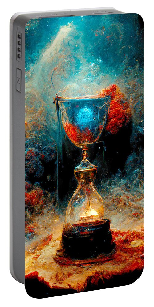 Other Dimension Portable Battery Charger featuring the painting THE DIMENSION OF TIME SPACE - oryginal artwork by Vart. by Vart