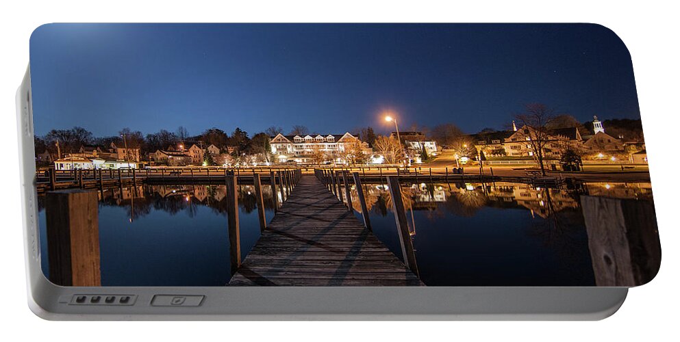 Docks Portable Battery Charger featuring the photograph The Docks - Meredith, NH by Trevor Slauenwhite