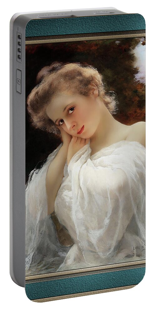 The Dreamer Portable Battery Charger featuring the painting The Dreamer by Louis Marie de Schryver Remastered Xzendor7 Fine Art Classical Reproductions by Rolando Burbon