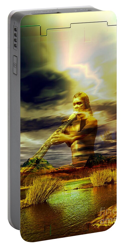 Australiana Portable Battery Charger featuring the digital art THE DREAMING b by Shadowlea Is