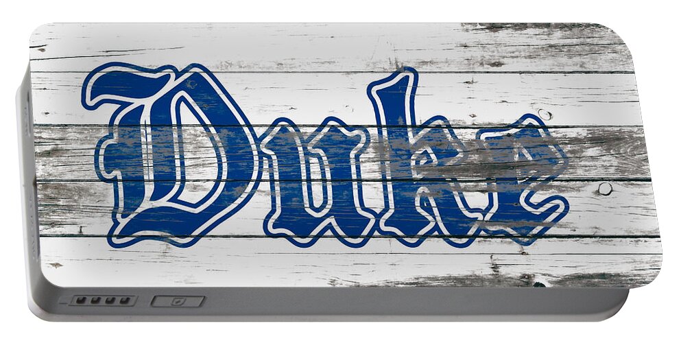 Duke Portable Battery Charger featuring the mixed media The Duke Blue Devils 1c by Brian Reaves