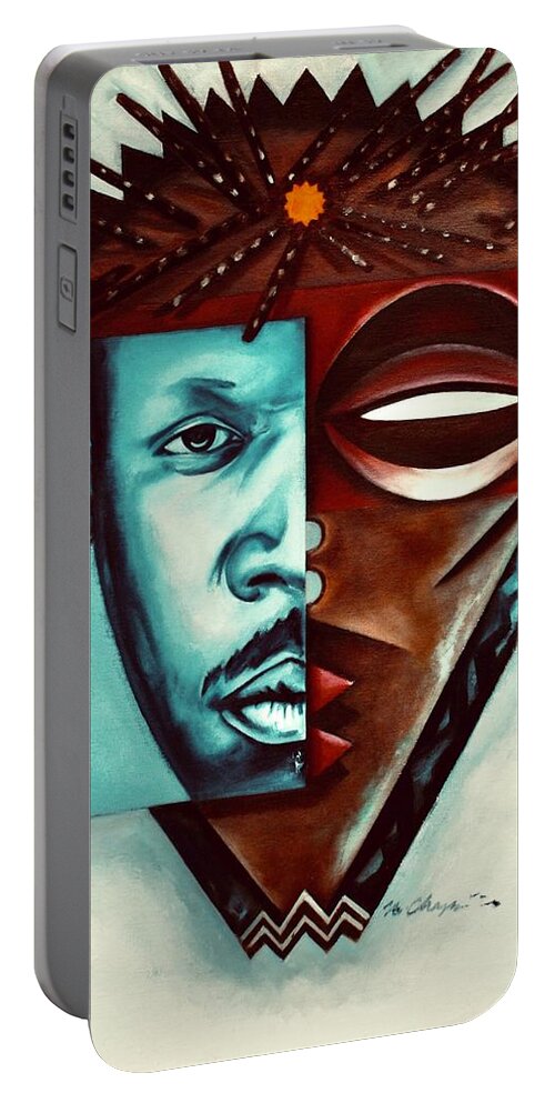 Keyon Harrold Portable Battery Charger featuring the painting The Eternal Duality of Eminence / a portrait of Keyon Harrold by Martel Chapman